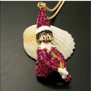 Pink Christmas Elf Girl Necklace